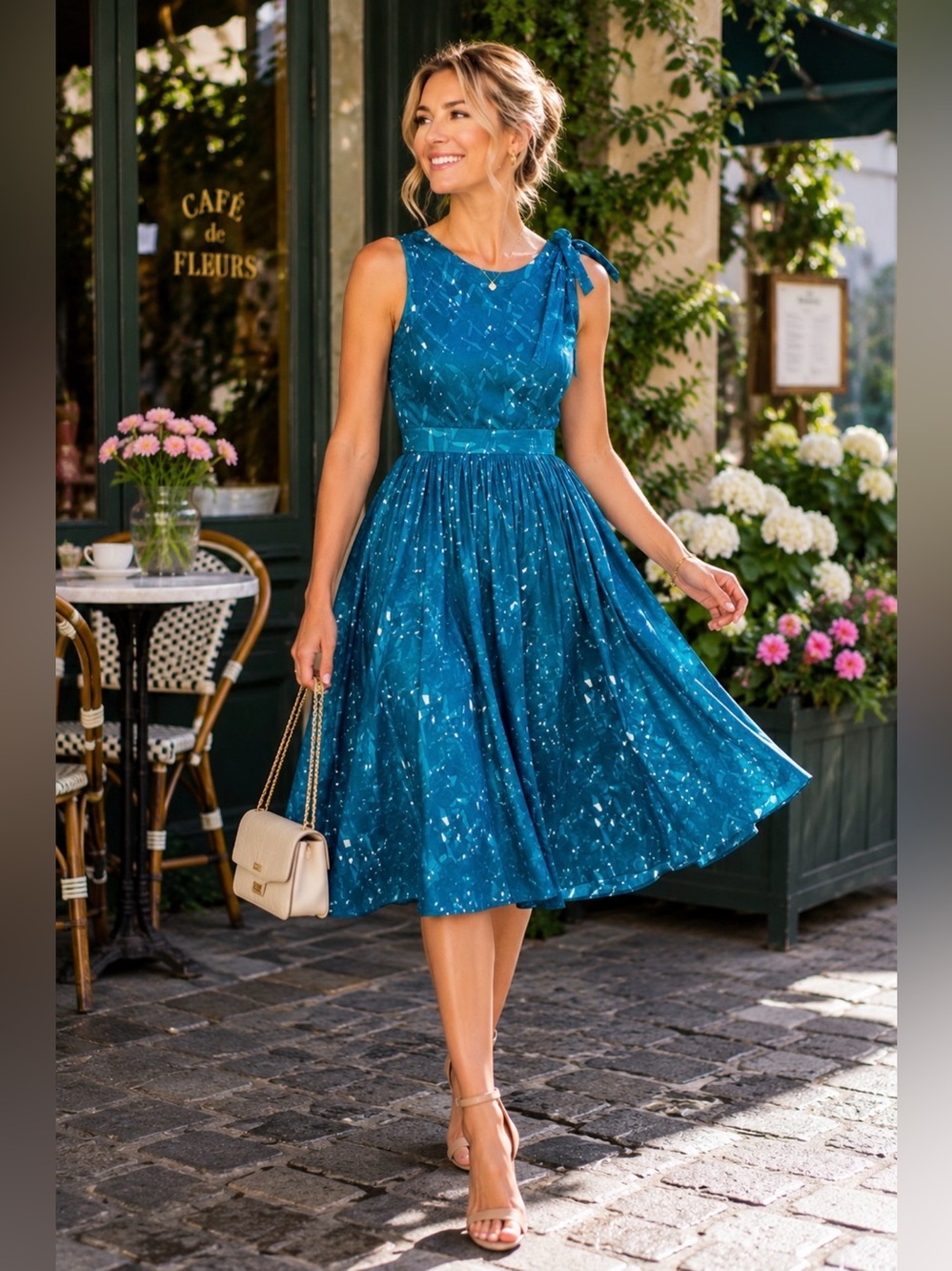 Kate Spade New York Melody Silk Pleated Dress Teal Fit & Flare Size 10 - Picture 2 of 15